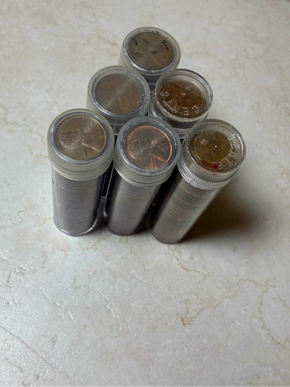 Lot of 300 US Wheat Pennies in Clear Plastic Coin Tubes-